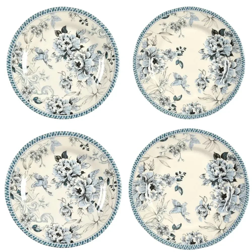 Legend British Heritage Earthenware Italo Vintage Garden Dinner Plates Set of 4